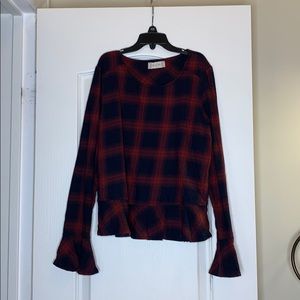 Plaid flaired top